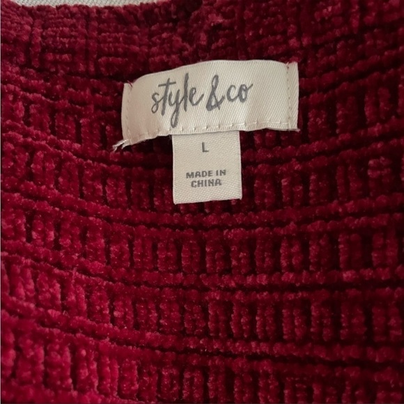 Style&co Red V-Neck Lace Up Sweater, L - Picture 10 of 10